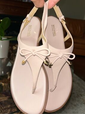 MICHAEL Michael Kors Blush Pink Bow Thong Sling Sandals